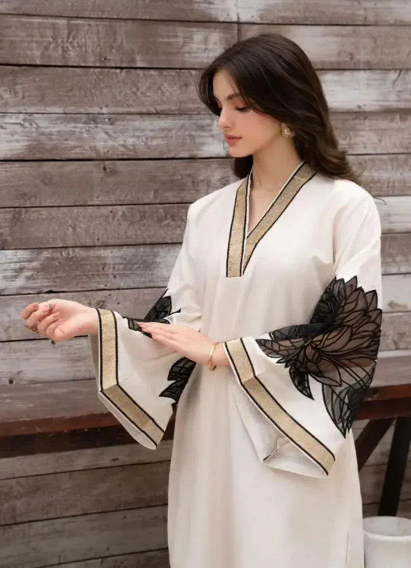 Almond Plazo Off White 2pc FZ Collection