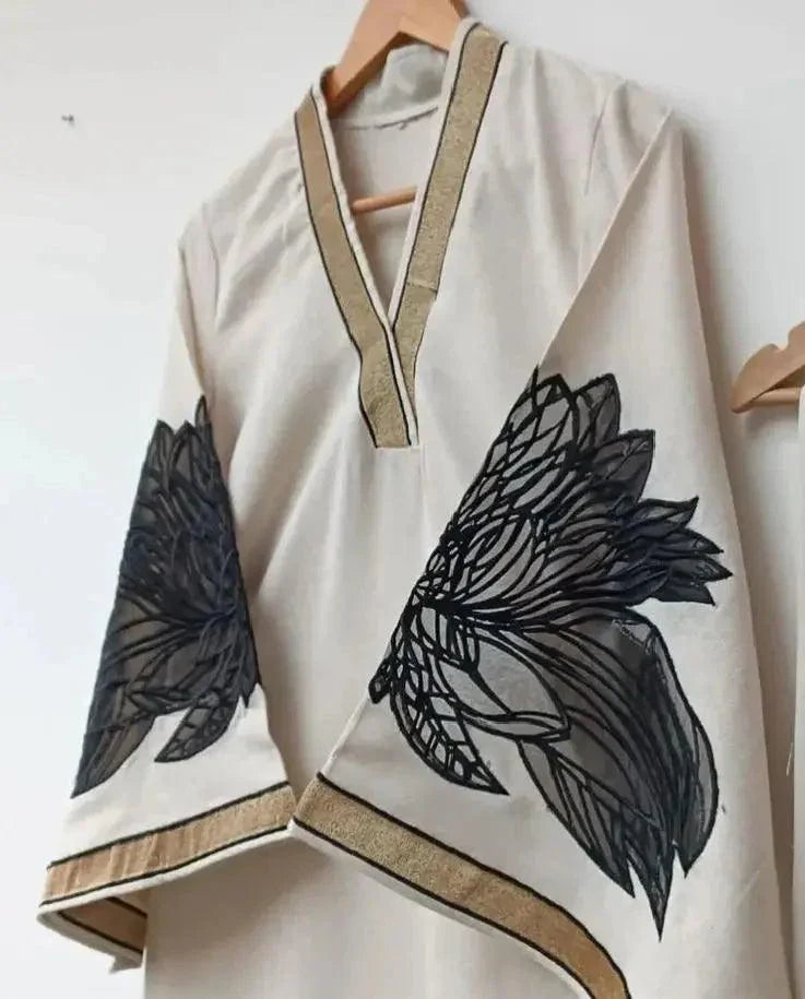 Almond Plazo Off White 2pc FZ Collection