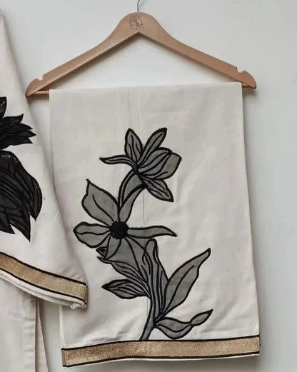 Almond Plazo Off White 2pc FZ Collection