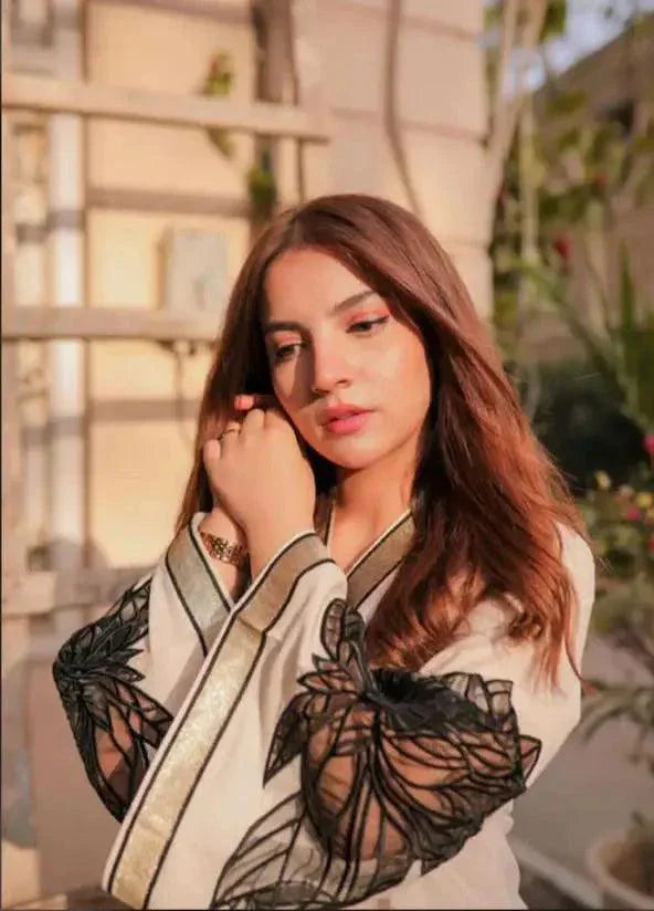 Almond Plazo Off White 2pc FZ Collection