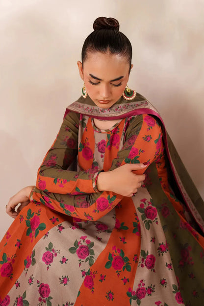 Multi Colour Frock Digital Printed Soft Manadora Winter 3Pcs(PREMIUM QUALITY) (F)