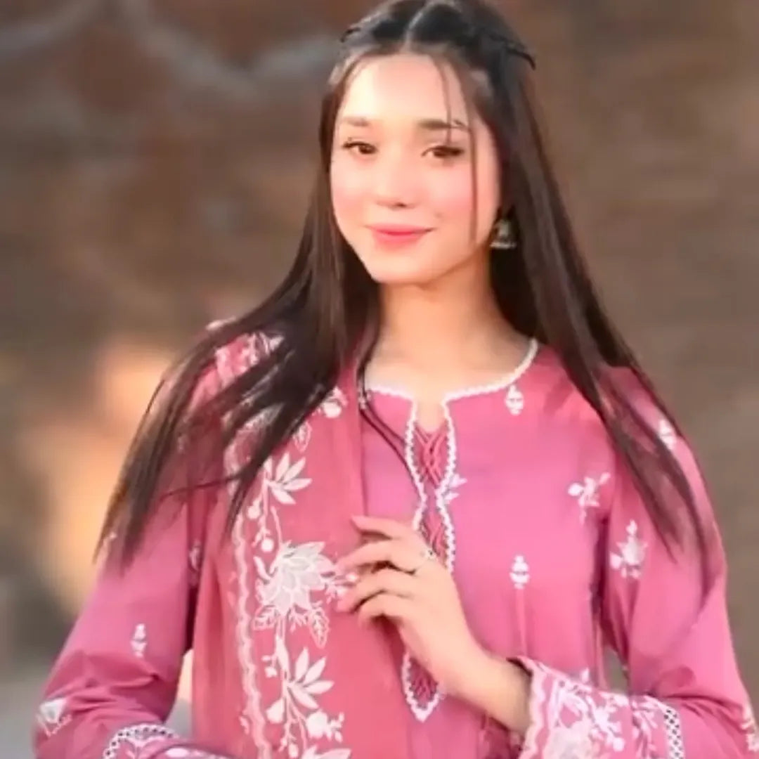 Pink Flora Embroidered 3pcs